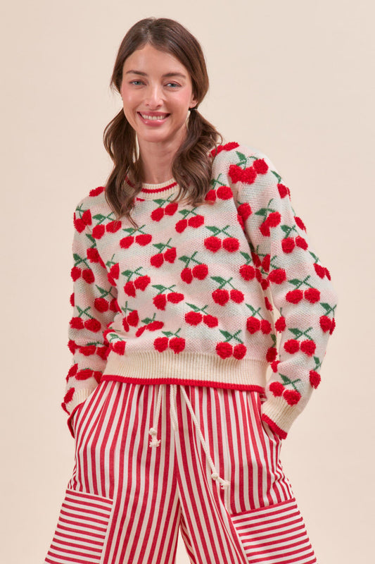 Cherry Sweater - Ivory/Red Multi