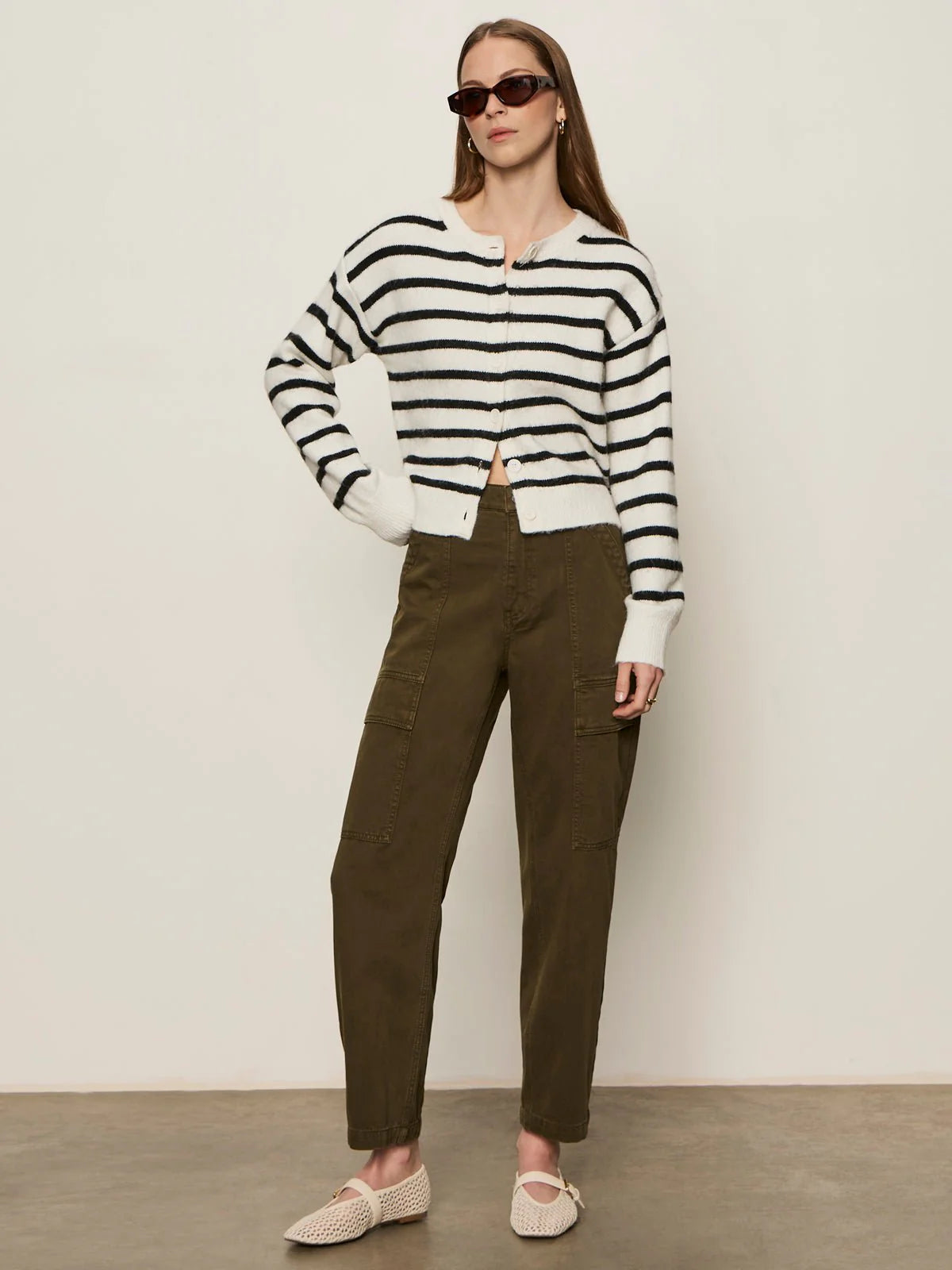 Must Have Cardi - Chalk With Black Stripe