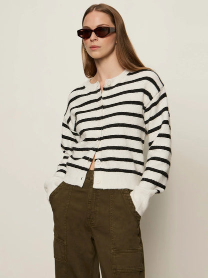 Must Have Cardi - Chalk With Black Stripe