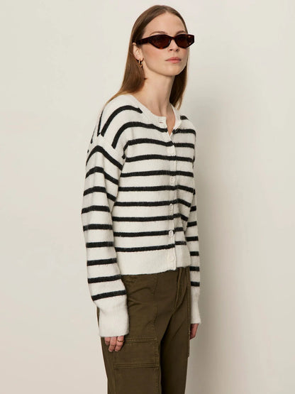 Must Have Cardi - Chalk With Black Stripe