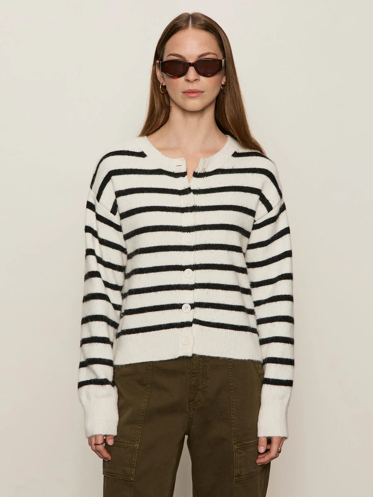 Must Have Cardi - Chalk With Black Stripe