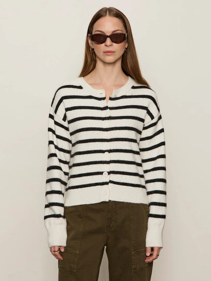 Must Have Cardi - Chalk With Black Stripe