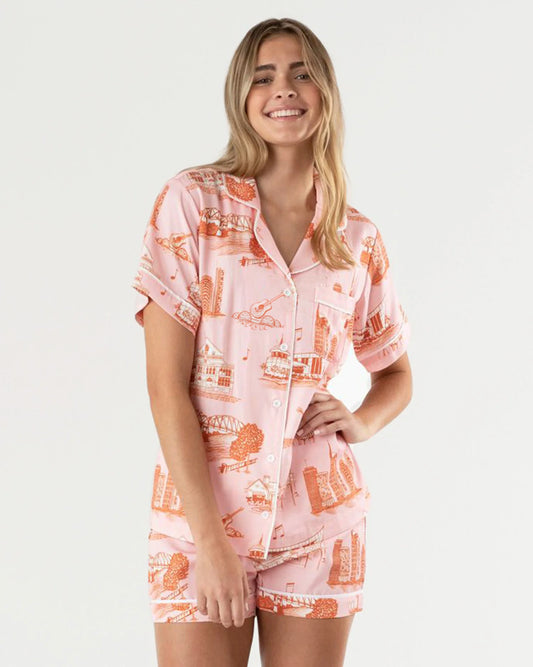 KATIE KIME - Nashville Toile Pajama Shorts Set - Pink