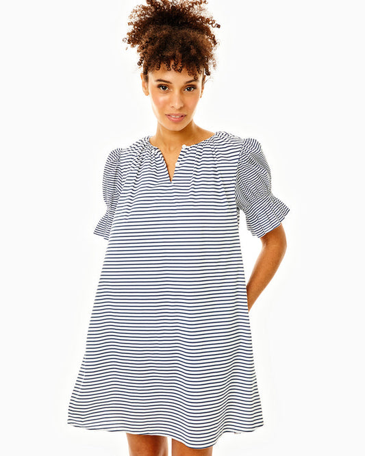 Addison Bay - Newport Dress - Super White/Navy Stripe