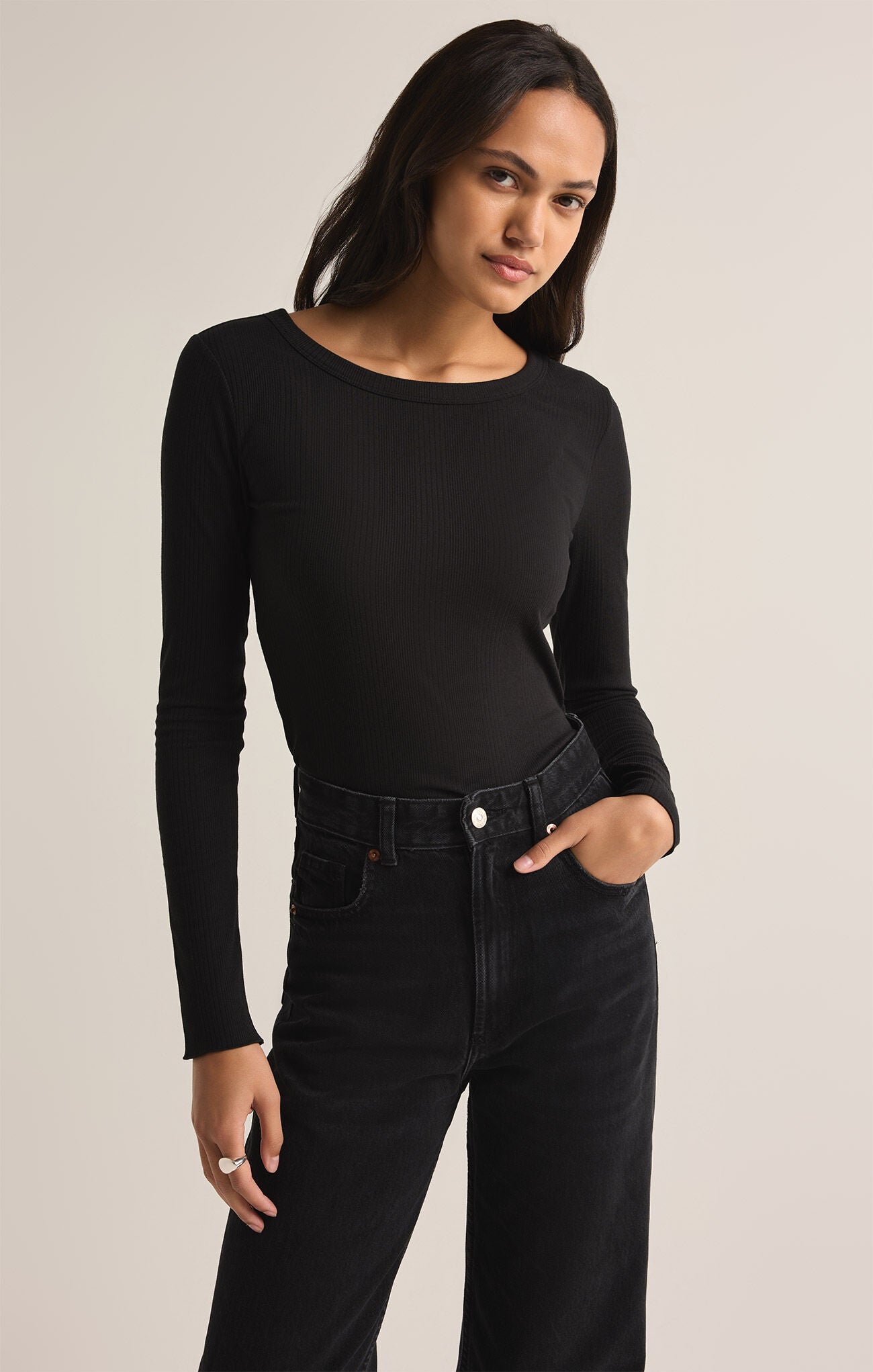 Z SUPPLY - Variegated Layer Top - Black