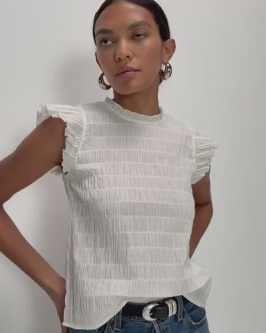 Ashley Ruffle Tank - Porcelain