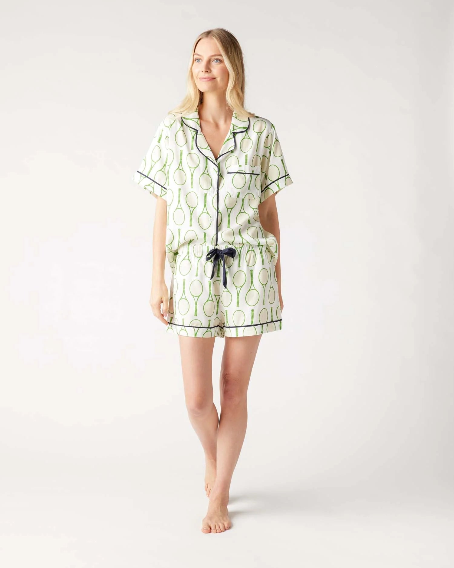Tennis Time Pajama Shorts Set - Green