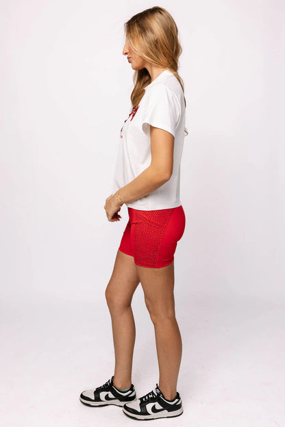 Licensed SMU Mascot Sequin Flower Tee
