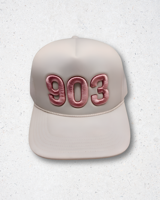 903 Trucker Hat - White & Light Pink