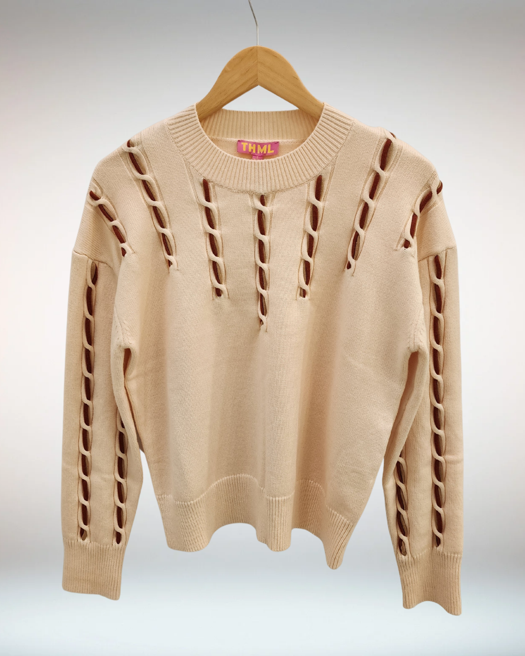 Long Sleeve Knit Sweater - Cream