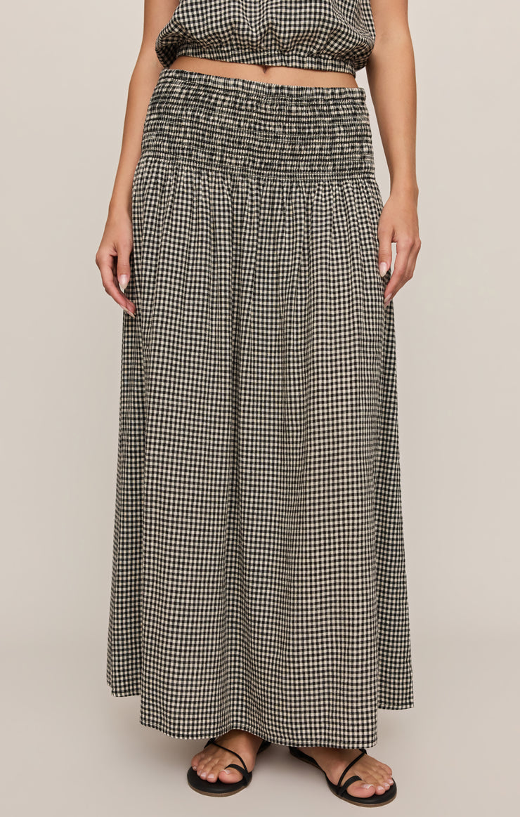 Brooke Gingham Maxi Skirt - Black