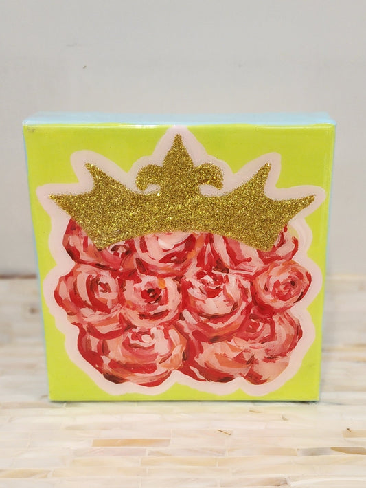 Crowned Roses Green Original Artwork