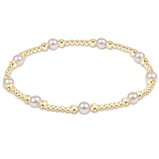 eNewton - Classic Purpose Pattern 4mm Bead Bracelet - Pearl