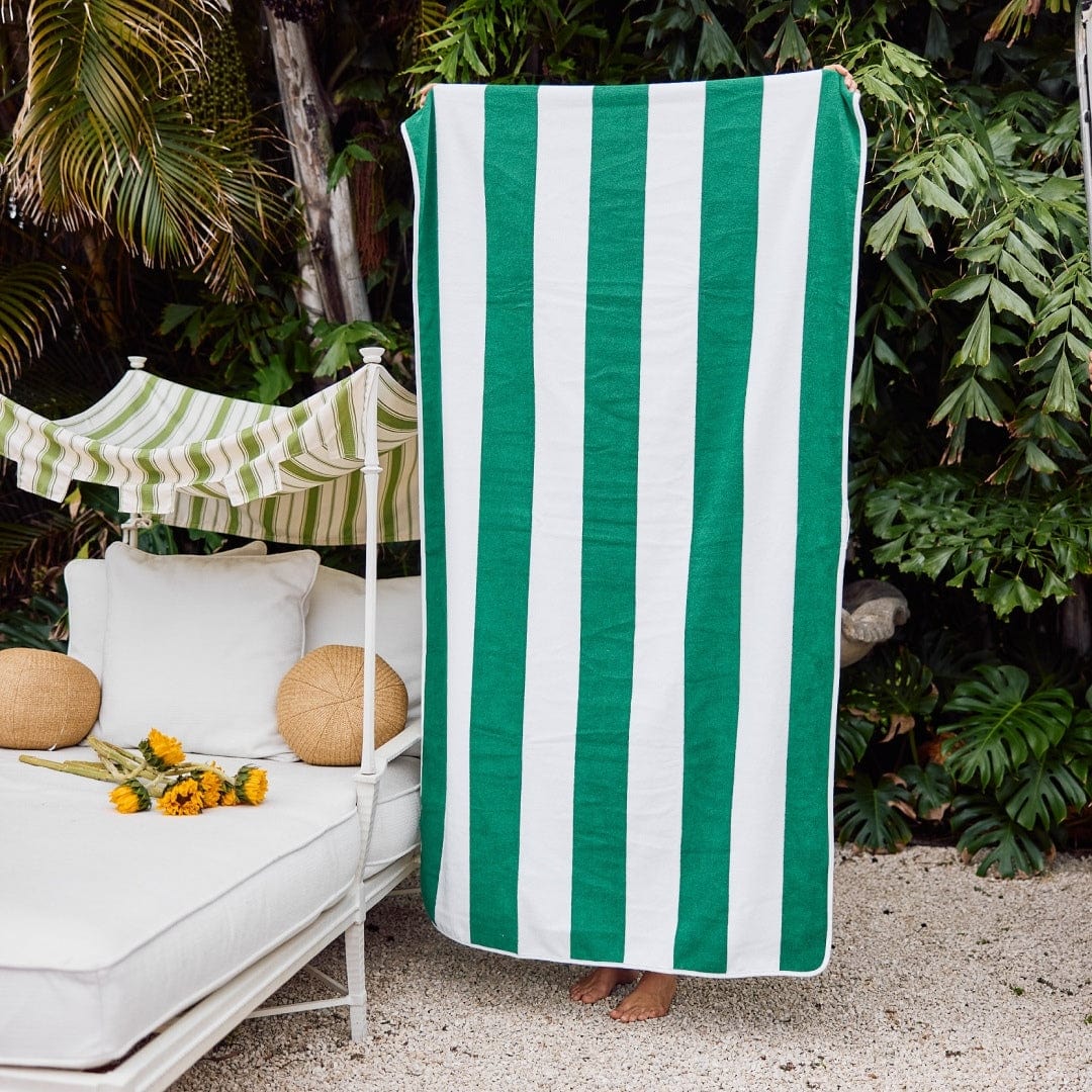 Beach Towel - Green Cabana Stripe