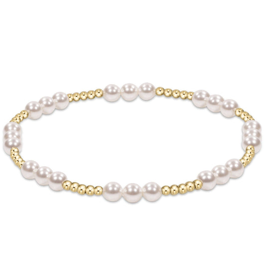 eNewton - Classic Joy Pattern 4mm Bead Bracelet - Pearl