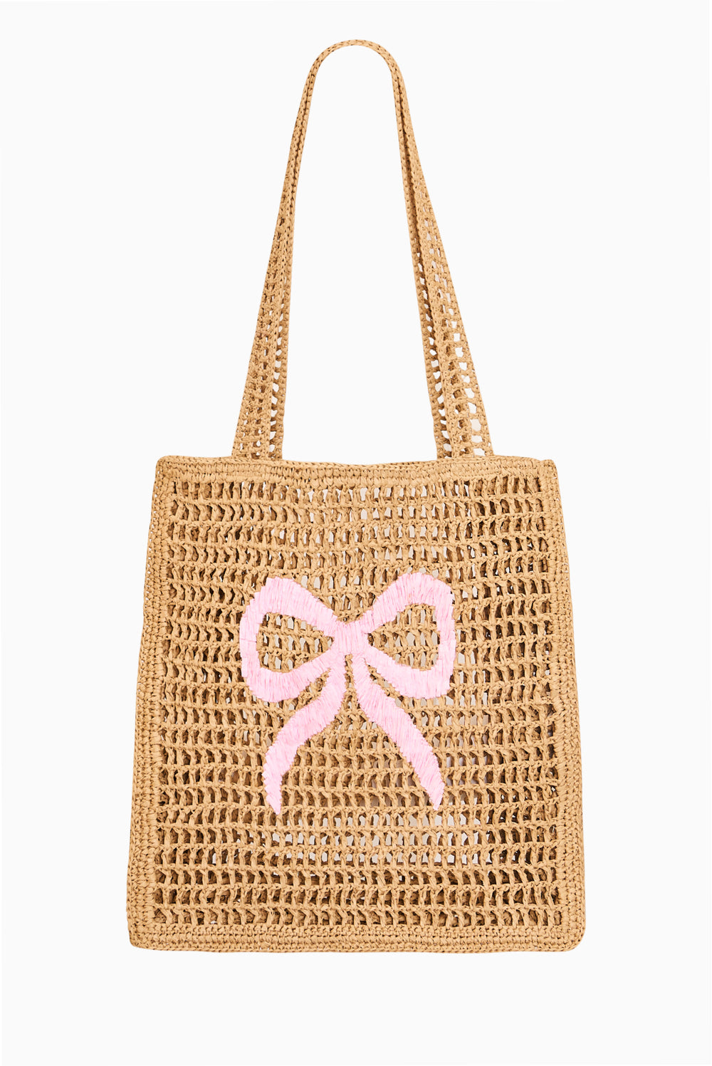 Seaside Straw Bow Beach Bag - Natural