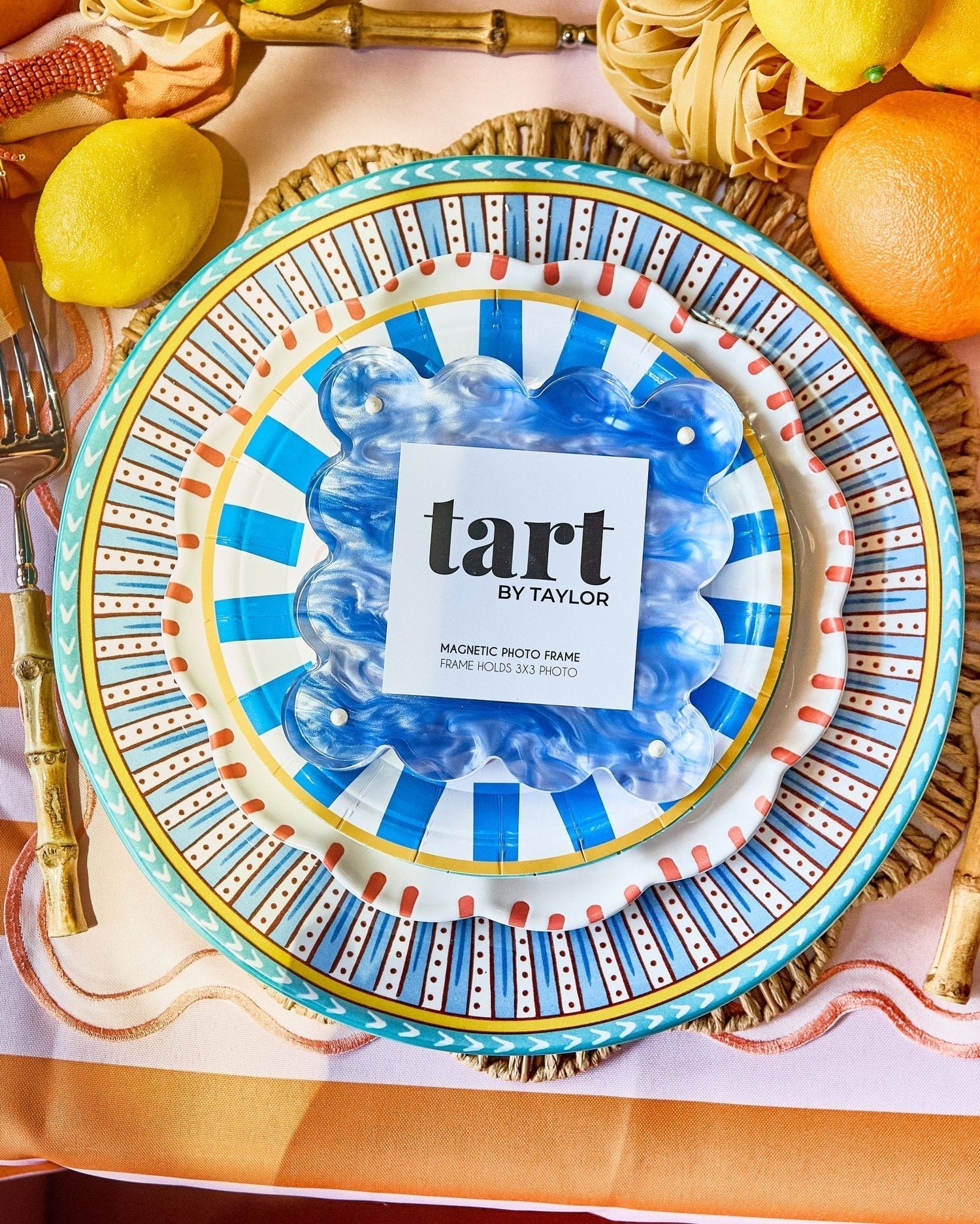 Blue Marbled Mini Acrylic Picture Frame