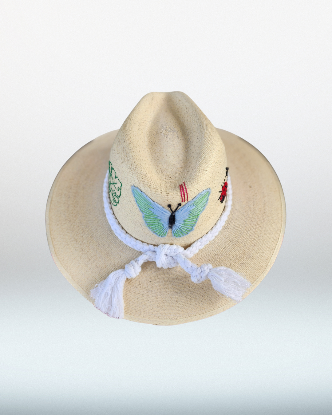 Butterfly + Heart Double Zig Zag Brim Palm Hat