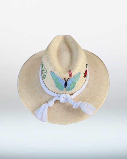Butterfly + Heart Double Zig Zag Brim Palm Hat