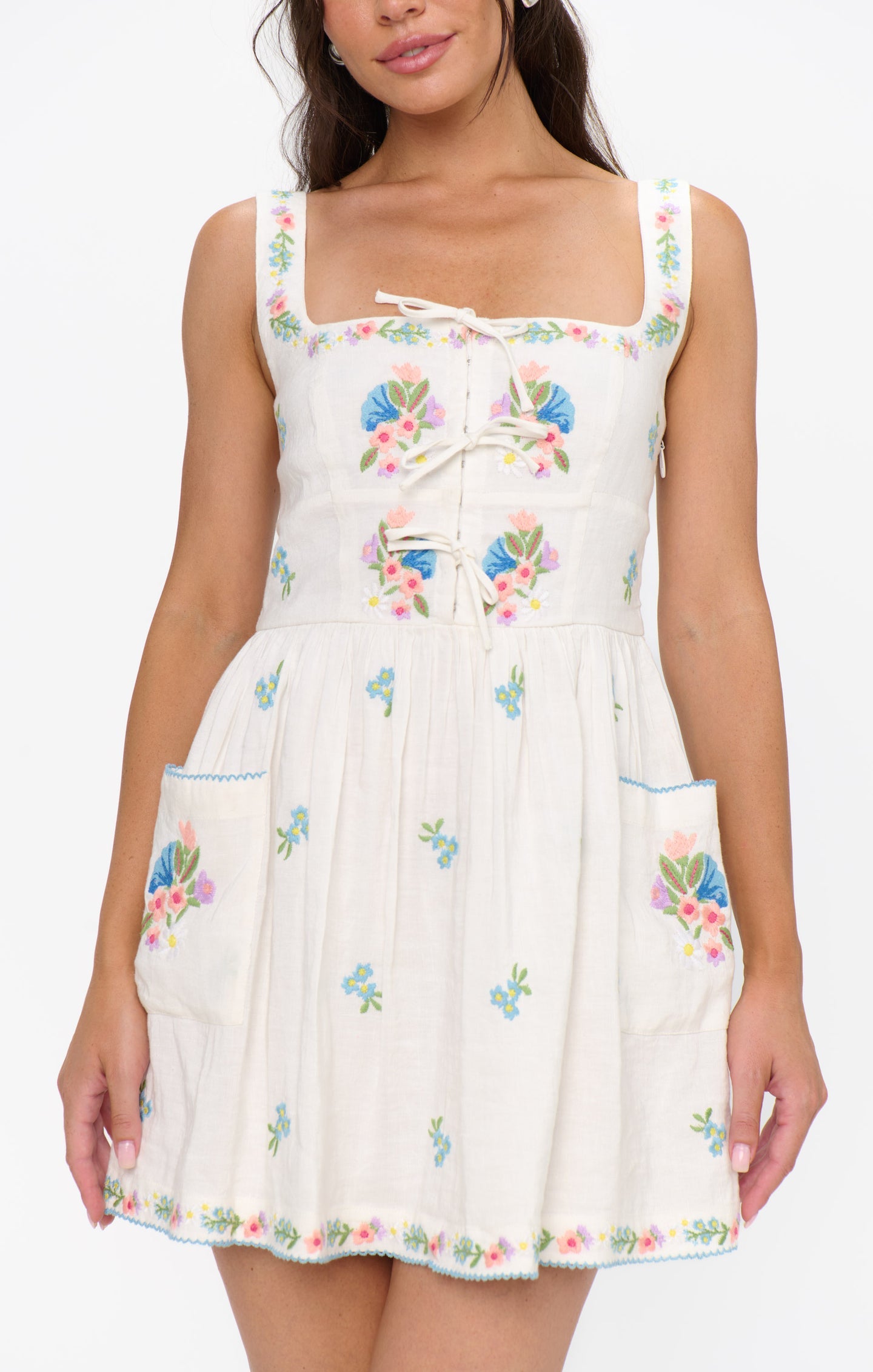 Demi Mini Dress - Wild Meadow Embroidery