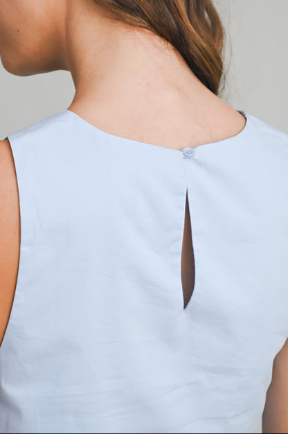 Lilou Embroidered Crop Top & Midi Skirt Set - Blue