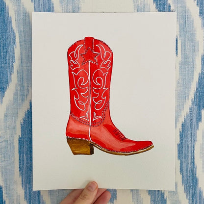 Red Boot Acrylic Art Block Large