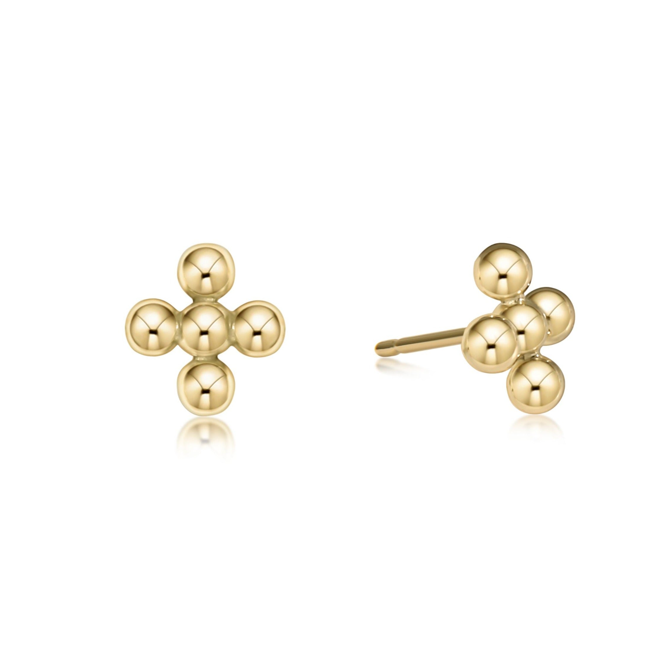 Signature Cross Beaded 4mm Gold Studs