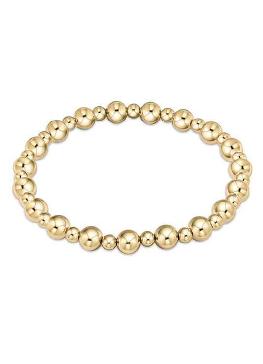 eNewton - Classic Grateful Pattern 6mm Bead Bracelet - Gold