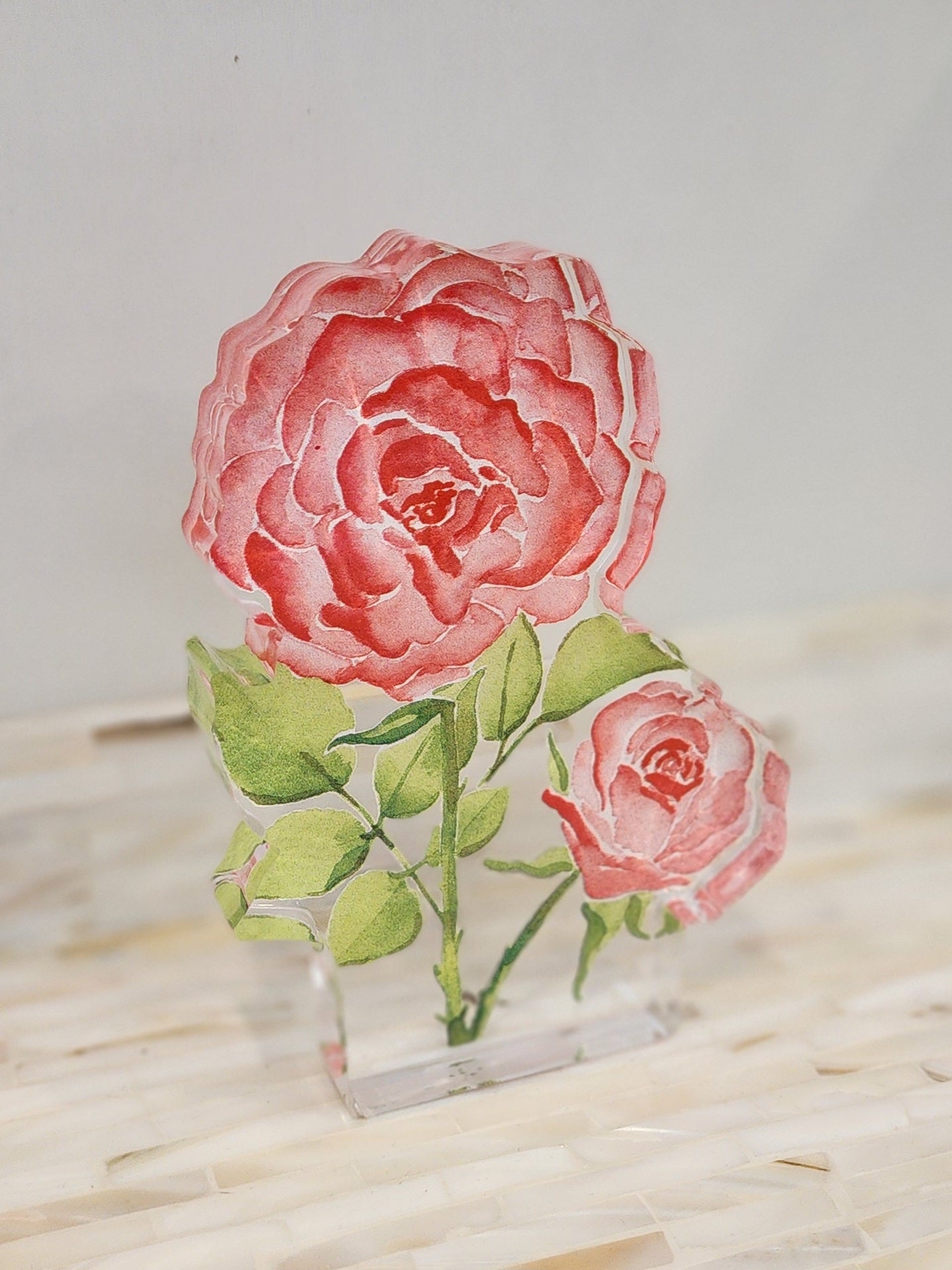 Red Rose Acrylic Art Block Large
