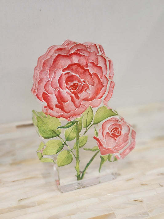 Red Rose Acrylic Art Block Large