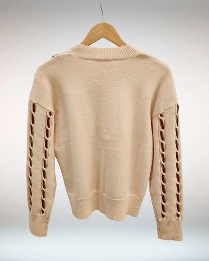 Long Sleeve Knit Sweater - Cream