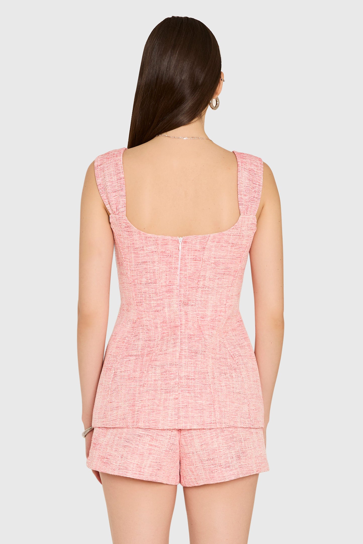 Amoretta Top in Palmira Tweed  - Red Ivory