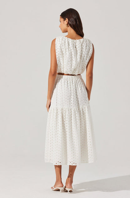 ASTR - Nalley Eyelet Midi Skirt - White