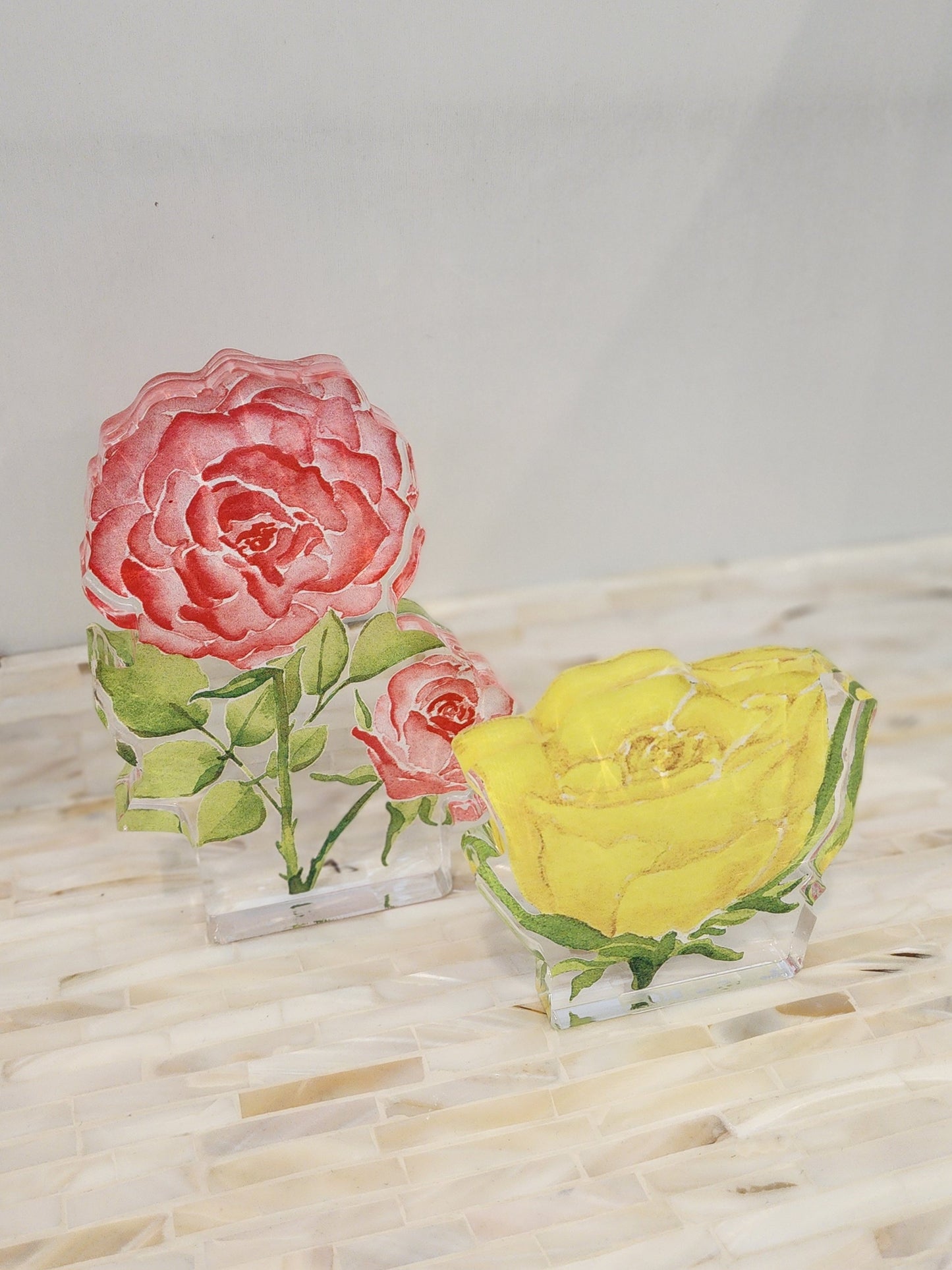Yellow Rose Acrylic Art Block Small