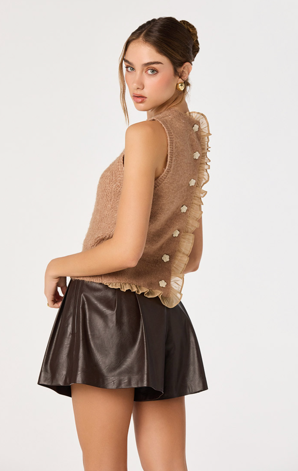 Pernille Cable Knit Sweater Tank - Camel