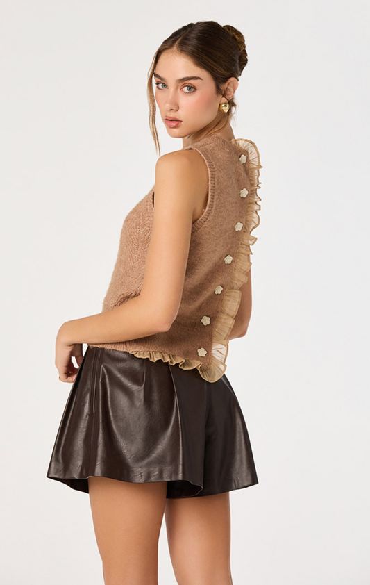 Pernille Cable Knit Sweater Tank - Camel
