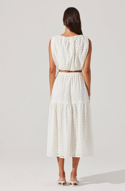 ASTR - Nalley Eyelet Crop Top - White