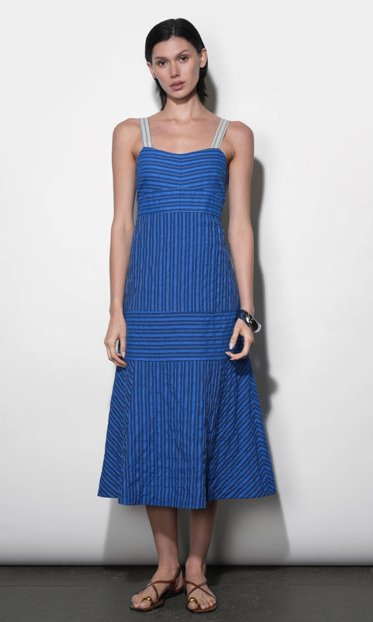 Gail Stripe Work Midi Dress - Blue
