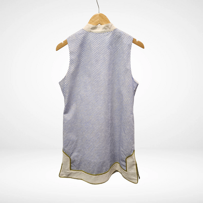 Sleeveless Vertical Stripe Pattern Dress - Blue