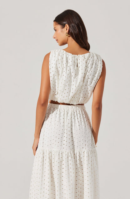 ASTR - Nalley Eyelet Crop Top - White