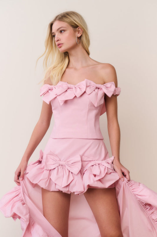 Winston Silk Taffeta Bow Top - Pink