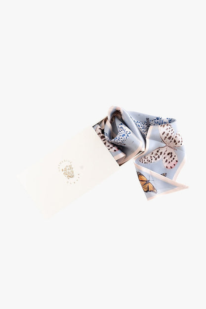 Neutral Butterfly Silk Ribbon Scarf