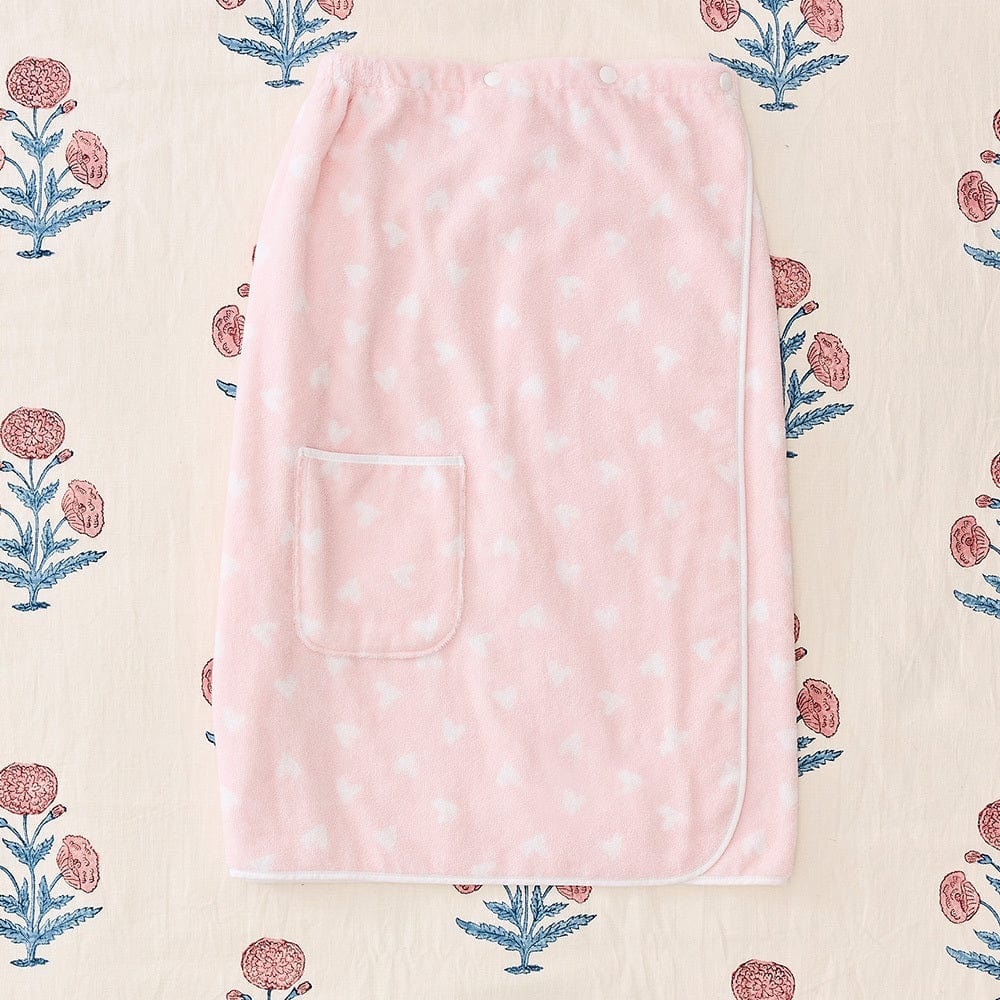 Towel Wrap - Tossed Pink Hearts