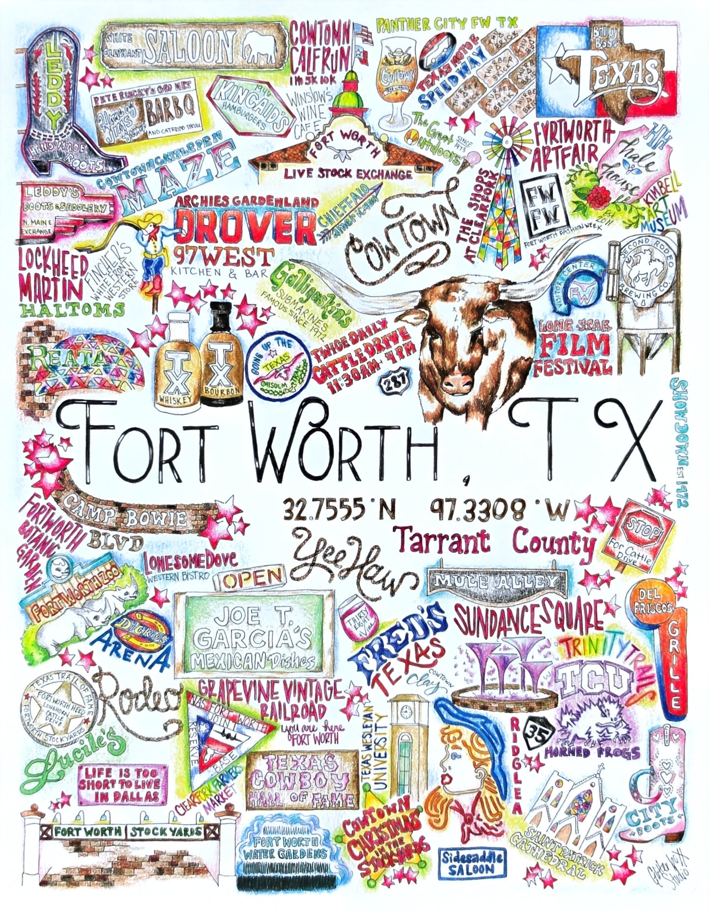 GLITTERBOXX - Hometown Print - Fort Worth, TX