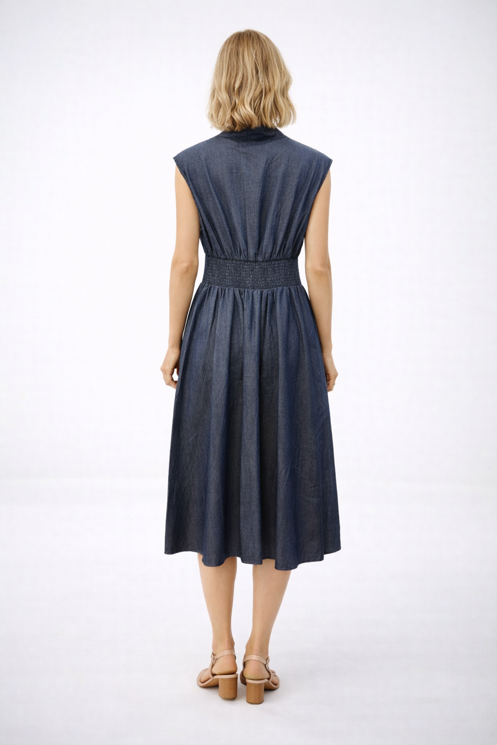 Sleeveless Denim Dress - Dark Blue – Spinout