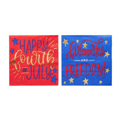 Modern Patriotic Cocktail Napkins Fireworks (20 Ct)