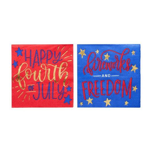 Modern Patriotic Cocktail Napkins Fireworks (20 Ct)