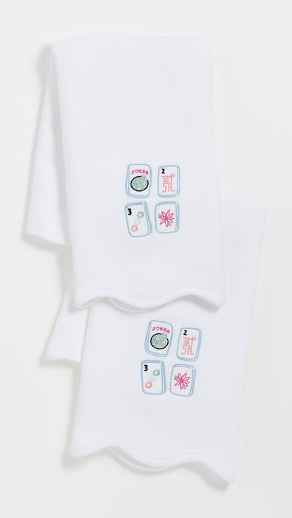 Mahjong Tiles Scalloped Powder Bath Towels