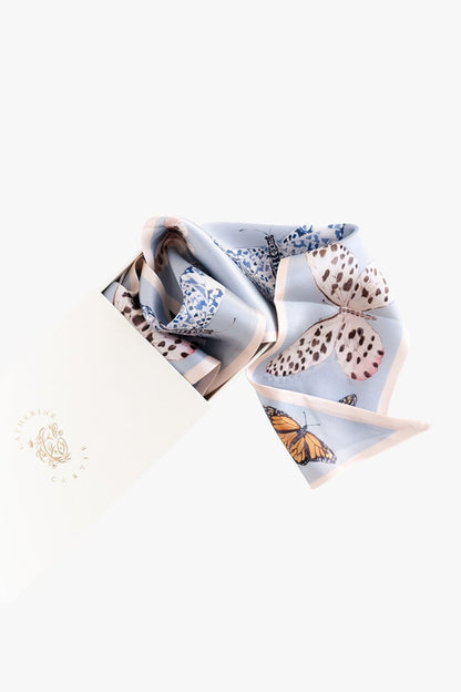 Neutral Butterfly Silk Ribbon Scarf