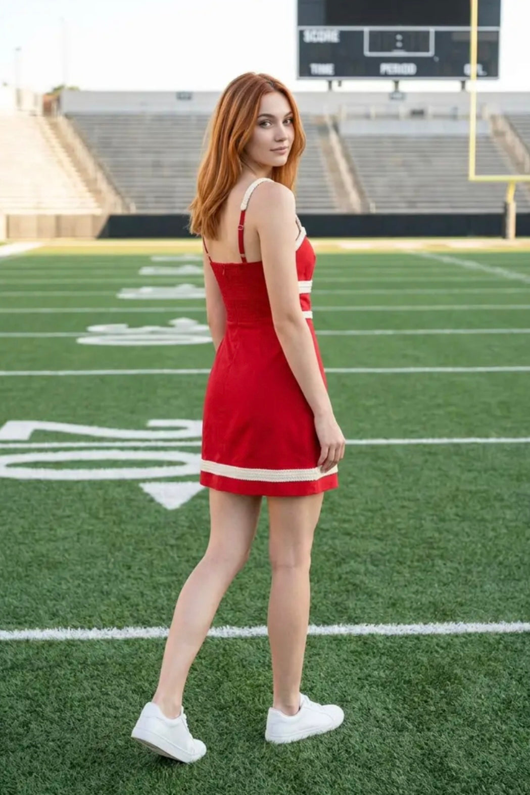 Contrast Trim Bodycon Mini Dress - Red/White